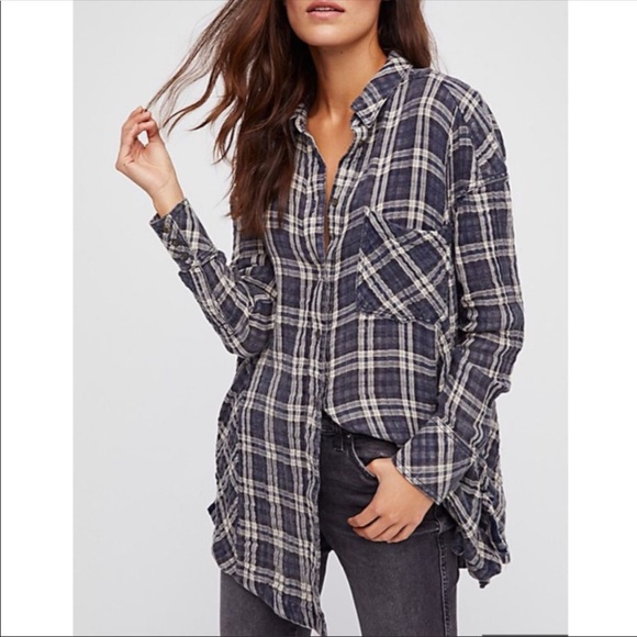 Free People Nordic Nights Plaid Flannel Top - Picture 4 of 8